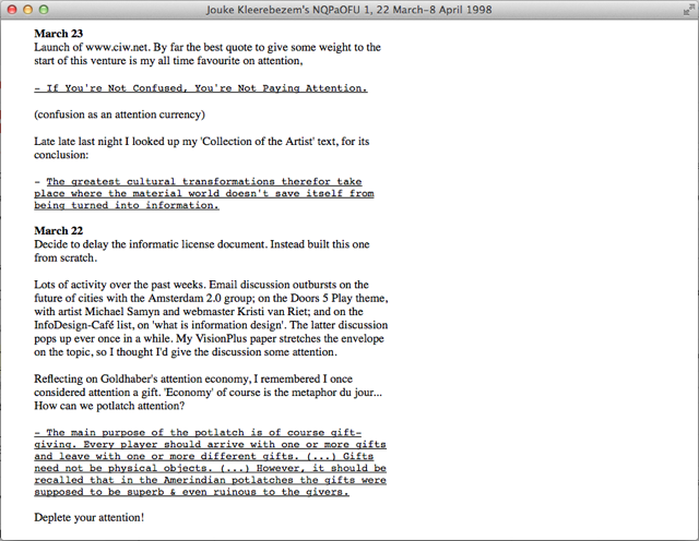 NQPaOFU launch screen dump 22-23 March 1998